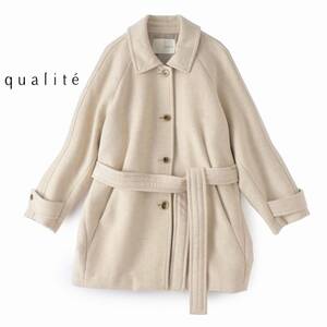 美品★qualiteカリテ★40size/ゆとり11号★コートB007