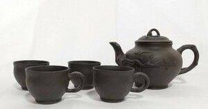 【未使用・長期保管品】宜興紫砂壺 ( 濃茶) 茶器 茶具 急須 カップ セット 中国美術 中国茶器 