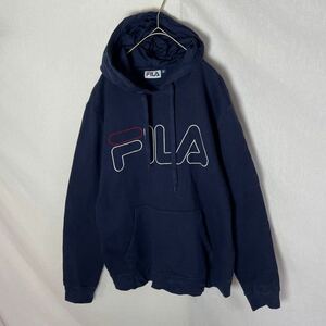 FILA スウェットシャツ　パーカー　古着　Mサイズ　ネイビー　プルオーバー