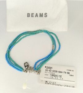 【未使用】B:ming by BEAMS　ビーズアンクレット　ターコイズ色　アジャスター付　最長27cm