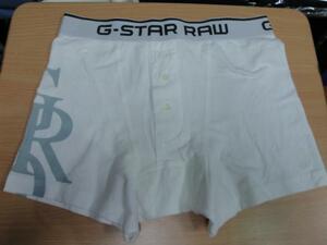 ★ラスト１点！ボクサーショーツ　下着　綿スパン　横プリント　小物　白　Lサイズ　Ｇ－ＳＴＡＲ　ＲＡＷ★ＯＵＴＬＥＴ未使用格安！