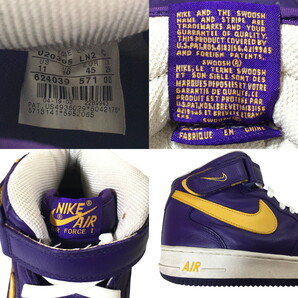 ナイキ NIKE AIR FORCE 1 MID LA LAKERS 624039-571 AJ1 エアジョーダン レイカーズ 29cm US 11の画像2