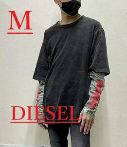 ディーゼル　長袖Tシャツ 1422　Mサイズ　ブラック　ルーズフィット　新品 タグ付　ガーメントウォッシュ　DIESEL　A06958 0CMAC