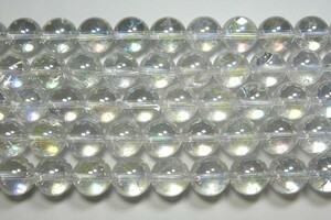 天然石12.5mm half-a1234 水晶レインボー（AB) 半連 約18-20cm auc