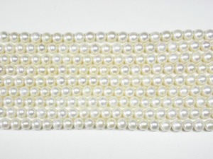 淡水パール pearl01 ホワイト 約7-8×6mm 長さ約36cm 1連 (真珠 ビーズ) auc