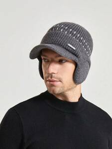 メンズ アクセサリー 帽子 1 冬メンズフリースパーカー耳保護野球帽屋外寒い天候ニット帽子
