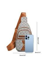 レディース バッグ ウエストバッグ 女性の幾何学模様のプリント スリングバッグ、トレンディでスタイリッシュな旅行用クロスボディ財_画像4