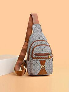 レディース バッグ ウエストバッグ 女性の幾何学模様のプリント スリングバッグ、トレンディでスタイリッシュな旅行用クロスボディ財