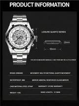 腕時計 メンズ クォーツ ステンレススチール製 ファッション メンズ スポーツ ウォッチ 透明性 スポーティなデザイン 日常着用に_画像4