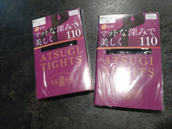 アツギ ATSUGI TIGHTS 黒タイツ 110デニール M-L 2セット