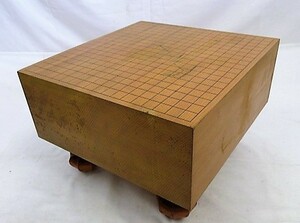 碁盤６寸　天然銘木・新カヤ（米国松材、学名スプルース）無垢材　４本足付碁盤　日本製