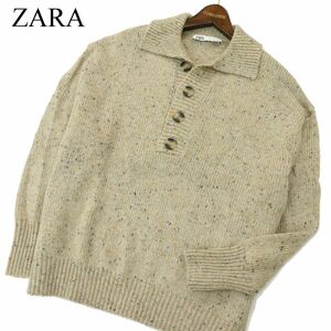 美品★ ZARA ザラ マン 現行タグ★ 秋冬 ウール アルパカ混 カラーネップ ニット セーター Sz.M　メンズ　A3T11084_9#K