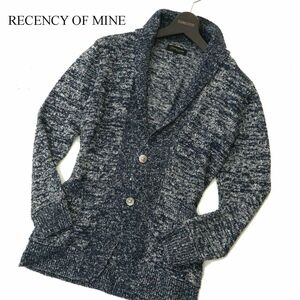 RECENCY OF MINE アバハウス 秋冬 ウール混★ メランジ ニット カーディガン ジャケット Sz.44　メンズ ネイビー　A3T11073_9#K