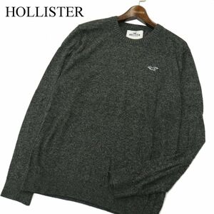 HOLLISTER ホリスター 通年 ロゴ刺繍★ コットン ニット セーター Sz.M　メンズ グレー　A3T11083_9#L