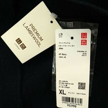 【新品 未使用】 UNIQLO ユニクロ 秋冬 プレミアム ラム ウール100% Vネック ニット カーディガン Sz.XL　メンズ ネイビー 　A3T11069_9#K_画像8