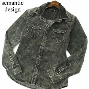 semantic design セマンティック デザイン 秋冬 細畝 コーデュロイ★ ムラ加工 襟ワイヤー 長袖 ワーク シャツ Sz.M　メンズ　A3T11103_9#B