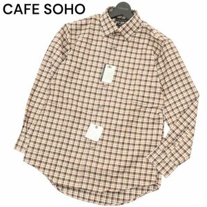 【新品 未使用】 CAFE SOHO カフェソーホー 秋冬 長袖 ソフト ウインター コットン チェック ネル シャツ Sz.L　メンズ　A3T11289_9#B