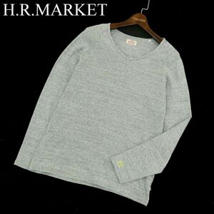 H.R.MARKET ハリウッドランチマーケット H刺繍★ ストレッチ フライス 長袖 カットソー Tシャツ Sz.3　メンズ グレー 日本製　A3T11355_9#F