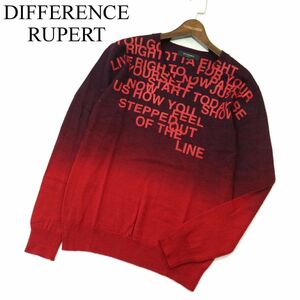 DIFFERENCE RUPERT ルパート 秋冬 ウール混★ 英字デザイン グラデーション Vネック ニット セーター Sz.2　メンズ　A3T11350_9#K