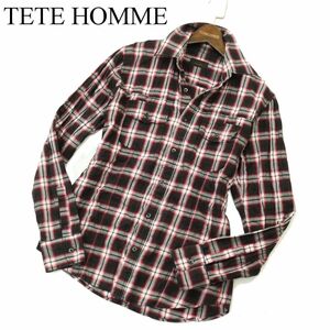 TETE HOMME テットオム 通年 長袖 スリム★ ワーク チェック シャツ Sz.M　メンズ 日本製　A3T11334_9#C