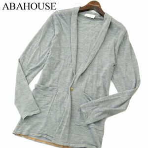 ABAHOUSE アバハウス 秋冬 ウール★ ショールカラー 1B ニット カーディガン Sz.46　メンズ グレー　A3T06655_6#K