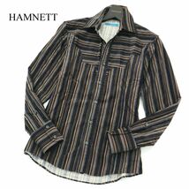 美品★ HAMNETT キャサリン ハムネット 秋冬 コーデュロイ★ 切替 ストライプ 長袖 シャツ Sz.M　メンズ　A3T11414_A#B_画像1