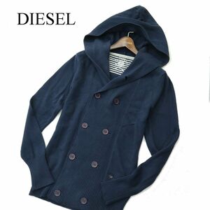 DIESEL ディーゼル 通年 フーディー★ コットン ニット ダブル カーディガン パーカー Sz.S　メンズ ネイビー　A3T11250_9#L