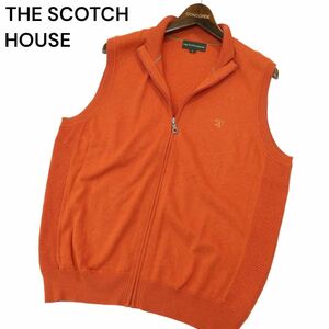 THE SCOTCH HOUSE スコッチハウス 秋冬 ウール★ ロゴ刺繍 ジップアップ ニット ベスト Sz.L　メンズ　A3T11445_A#K