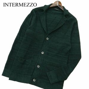 美品★ INTERMEZZO インターメッツォ レナウン 秋冬 ウール混★ ボーダー ニット ジャケット カーディガン Sz.L　メンズ　A3T11688_A#K