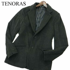 TENORAS メンズティノラス 秋冬 ウール ツイード ヘリンボーン★ アンコン テーラード ジャケット Sz.M　メンズ グレー　A3T11686_A#N