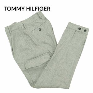 TOMMY HILFIGER トミーヒルフィガー 秋冬 ウール混★ テーパード カーゴ スラックス パンツ Sz.44　メンズ グレー　A3B04644_9#Q