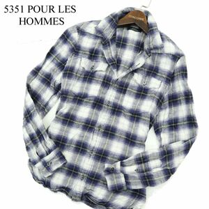 5351 POUR LES HOMMES 5351プールオム 秋冬 長袖 ウエスタン★ チェック ネル シャツ Sz.3　メンズ　A3T11789_A#B