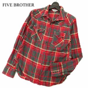 FIVE BROTHER ファイブブラザー 秋冬 長袖 ウエスタン★ チェック ネル シャツ Sz.M　メンズ　A3T11956_A#B