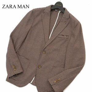 ZARA MAN ザラ マン 通年 ボーダー★ ニット アンコン テーラード ジャケット ブレザー Sz.50　メンズ 大きいサイズ　A3T11938_A#O