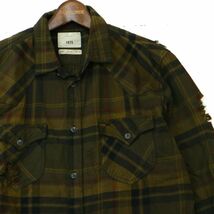 美品★ ZARA MAN 1975 ザラ マン 秋冬 クラッシュ加工★ 長袖 ウエスタン チェック ネル シャツ Sz.M　メンズ レディース　A3T11911_A#B_画像2