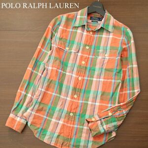 POLO RALPH LAUREN ポロ ラルフローレン 現行タグ★ 通年 CUSTOM FIT 長袖 ワーク チェック シャツ Sz.S　メンズ　A3T11985_A#C