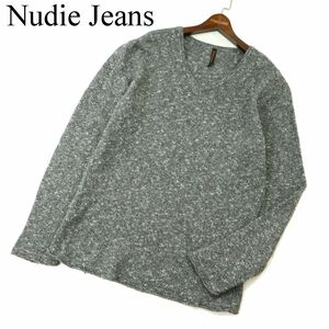 Nudie Jeans ヌーディージーンズ 秋冬 ウール★ メランジ ニット Vネック セーター Sz.L　メンズ グレー　A3T12028_A#K