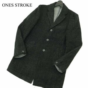 ONES STROKE ワンズストローク × ナノユニバース 秋冬 ウール100％★ チェック チェスター コート Sz.4　メンズ 日本製 　A3T12046_A#N