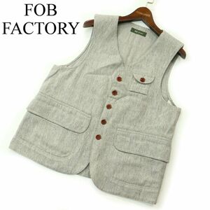 FOB FACTORY エフオービーファクトリー 秋冬 ウール★ ネップ ベスト Sz.M　メンズ グレー 日本製　A3T12040_A#N