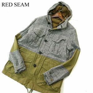 RED SEAM アーバンリサーチ 秋冬 起毛 グレンチェック 切替★ マウンテンパーカー ジャケット Sz.M　メンズ 日本製　A3T12198_A#N