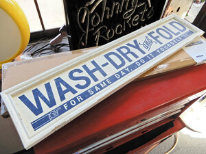 木製アンティーク風看板 SLOWWER WOODEN SIGN WASH-DRYandFOLD コインランドリー看板 洗濯・乾燥・折り畳み 長期保管