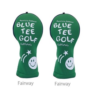 ◎送料無料『HC34タイプ』 2本セットブルーティーゴルフ【FWグリーン：ストレッチスマイル】フェアウェイ用カバー HC-34 BLUE TEE GOLF