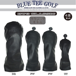 ◆送料無料ブルーティーゴルフ【4P:BTGクラシックバージョン】４本セット販売ヘッドカバー【カラー：ブラック】BLUE TEE GOLF HCC-001