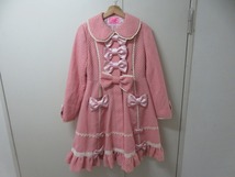 AN288★Angelic Pretty/アンジェリックプリティ コート ピンク×ドット リボン ハートレース 試着のみ 個人の長期保管品 福袋品_画像1