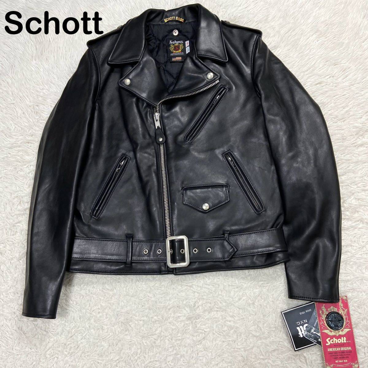 ✨美品✨Schott☆613 ダブルライダース ワンスター【34】牛タグa14-