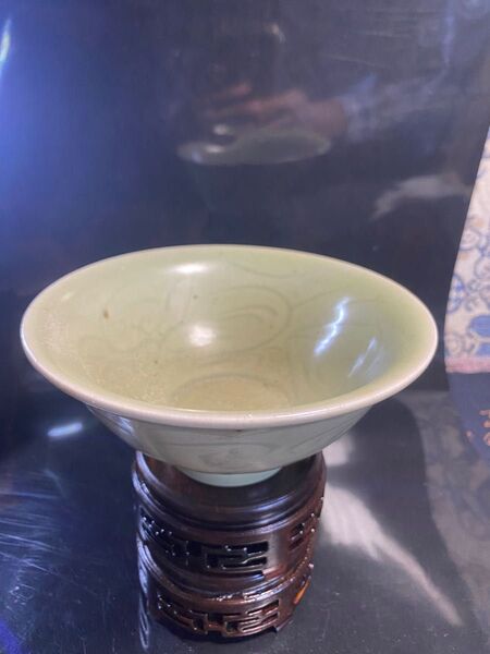 中国古玩 青磁 唐物 時代物 美品 古美術 龍泉 幅約15cm 高約6.5cm