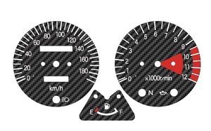 ゼファー1100　ブラックカーボン調デカール (No.11F) メーターパネル180km/h 、燃料計パネル