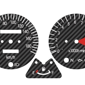 ゼファー1100 ブラックカーボン調デカール (No.11F) メーターパネル180km/h 、燃料計パネルの画像1