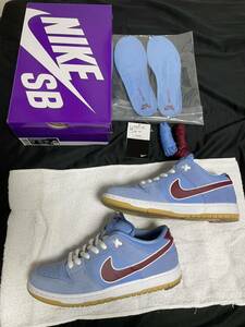 【美品】NIKE SB DUNK low pro Phillies Valor Blue and Team Maroon US8.5 26.5cm ナイキ ダンク フィリーズ ブルー チーム マルーン