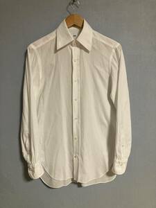 ★BARBA バルバ NAPOLI ストライプ柄 長袖シャツ 15/38 イタリア製 ホワイト ワイシャツ ドレスシャツ 白シャツ